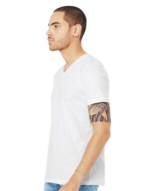 BELLA + CANVAS 3005CVC - Unisex Heather CVC V-Neck Tee - Solid White Blend