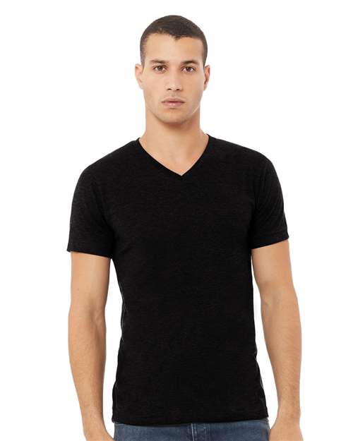 BELLA + CANVAS 3005CVC - Unisex Heather CVC V-Neck Tee - Solid Black Blend