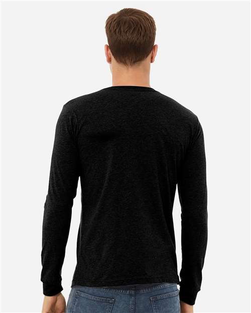 BELLA + CANVAS 3501CVC - Heather CVC Long Sleeve Tee - Solid Black Blend