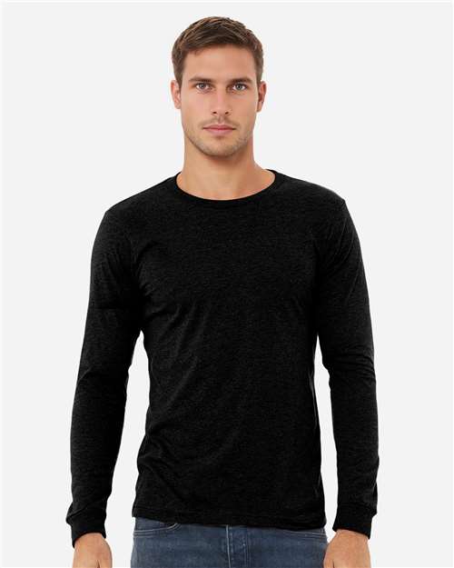 BELLA + CANVAS 3501CVC - Heather CVC Long Sleeve Tee - Solid Black Blend