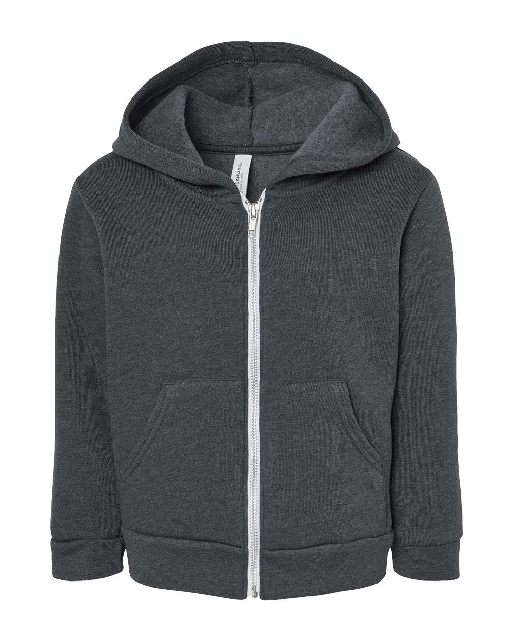 BELLA + CANVAS 3739T — Toddler Sponge Fleece Full-Zip Hoodie Sweatshirt — Dark Grey Heather