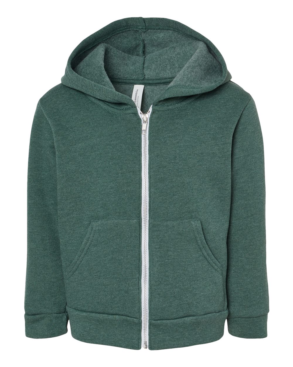 BELLA + CANVAS 3739T — Toddler Sponge Fleece Full-Zip Hoodie Sweatshirt — Heather Forest
