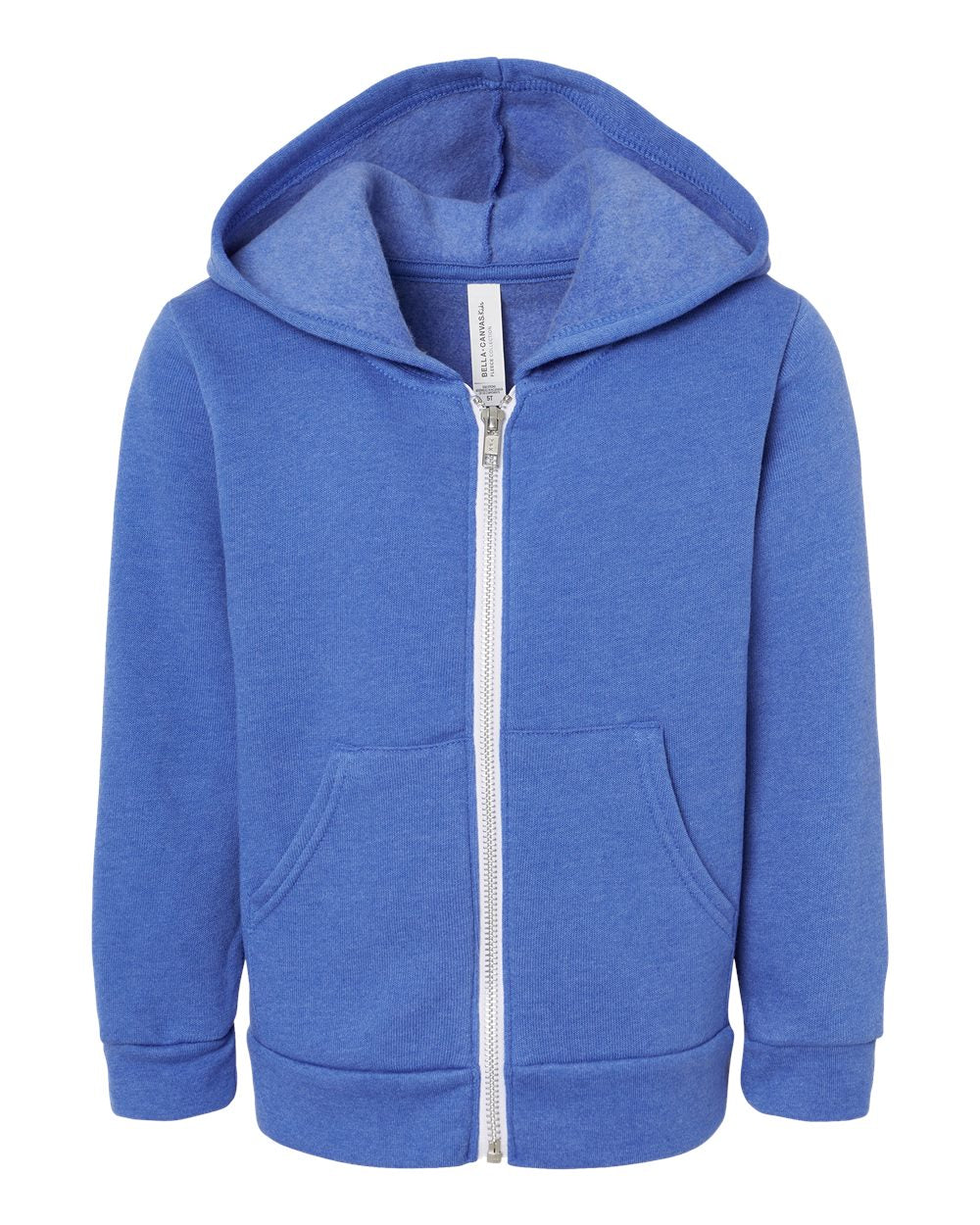 BELLA + CANVAS 3739T — Toddler Sponge Fleece Full-Zip Hoodie Sweatshirt — Heather True Royal