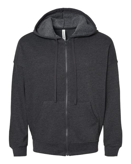 BELLA + CANVAS 3759 - Unisex Sponge Fleece DTM Full-Zip Hoodie Sweatshirt - Dark Grey Heather