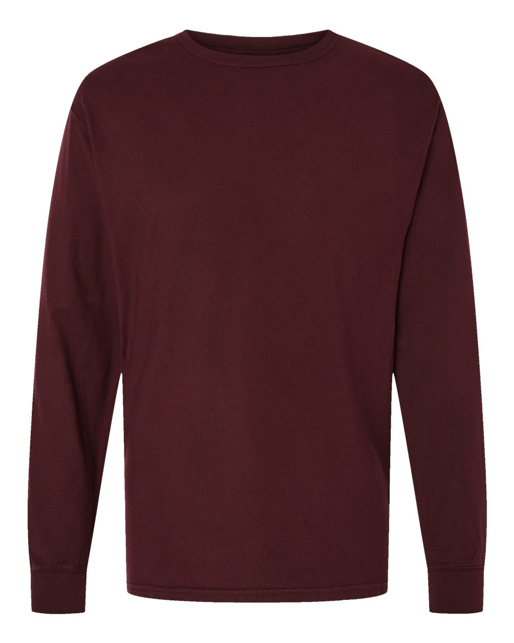 ComfortWash by Hanes GDH200 - Unisex Garment-Dyed Long Sleeve T-Shirt — Maroon (flat)
