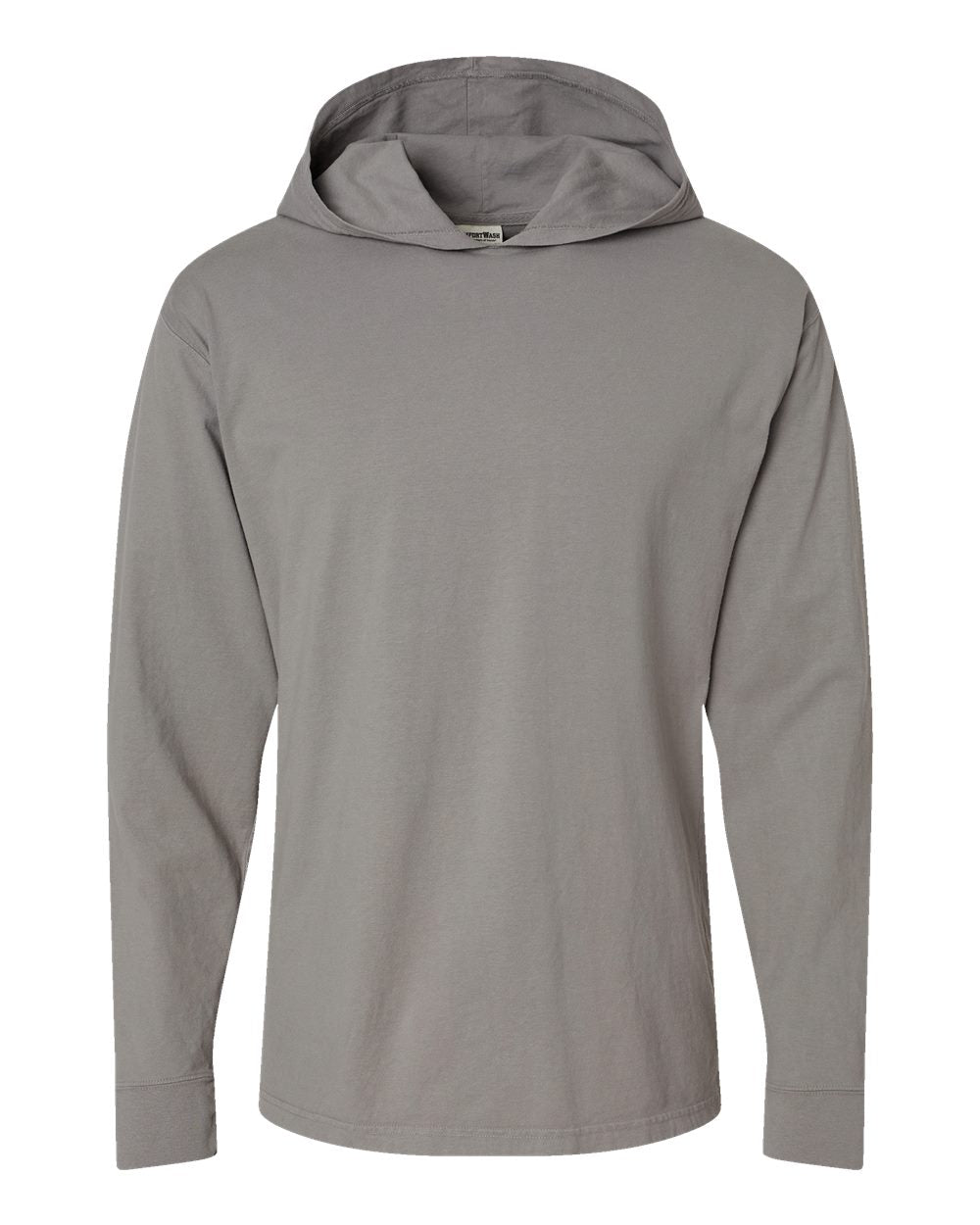ComfortWash by Hanes GDH280 - Unisex Garment-Dyed Jersey Hooded Long Sleeve T-Shirt — Concrete Grey (flat)
