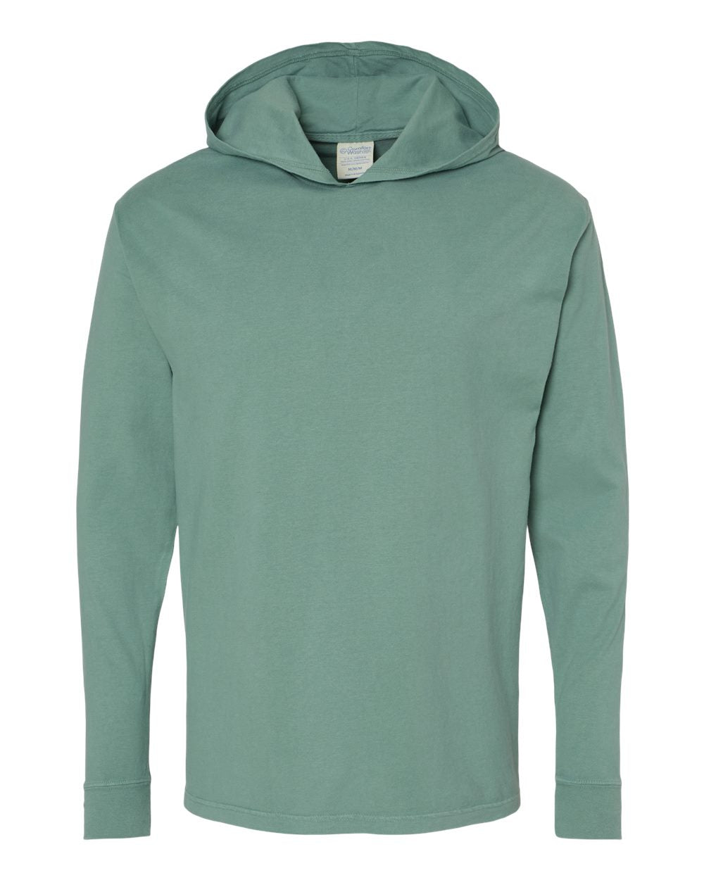 ComfortWash by Hanes GDH280 - Unisex Garment-Dyed Jersey Hooded Long Sleeve T-Shirt — Cypress Green (flat)