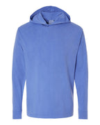 ComfortWash by Hanes GDH280 - Unisex Garment-Dyed Jersey Hooded Long Sleeve T-Shirt — Deep Forte Blue (flat)