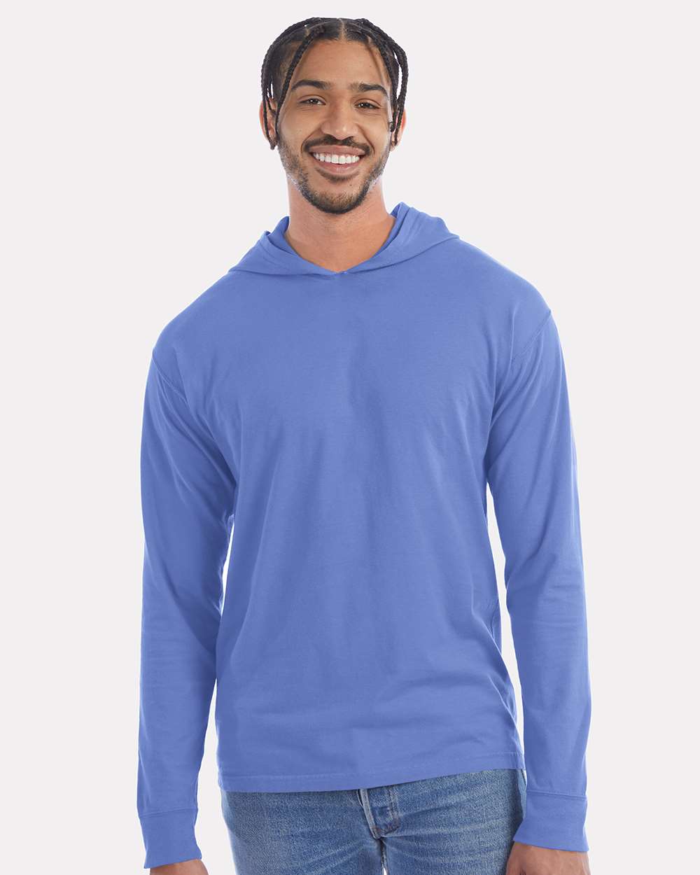 ComfortWash by Hanes GDH280 - Unisex Garment-Dyed Jersey Hooded Long Sleeve T-Shirt — Deep Forte Blue