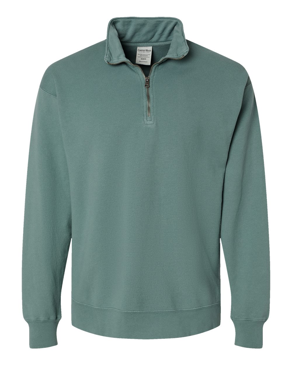 ComfortWash by Hanes GDH425 - Unisex Garment-Dyed Quarter-Zip Sweatshirt — Cypress Green (flat)
