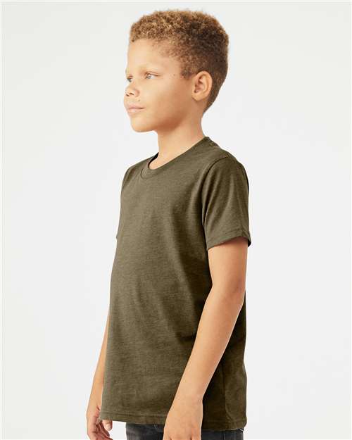 BELLA + CANVAS 3001YCVC - Youth CVC Jersey Tee - Heather Olive