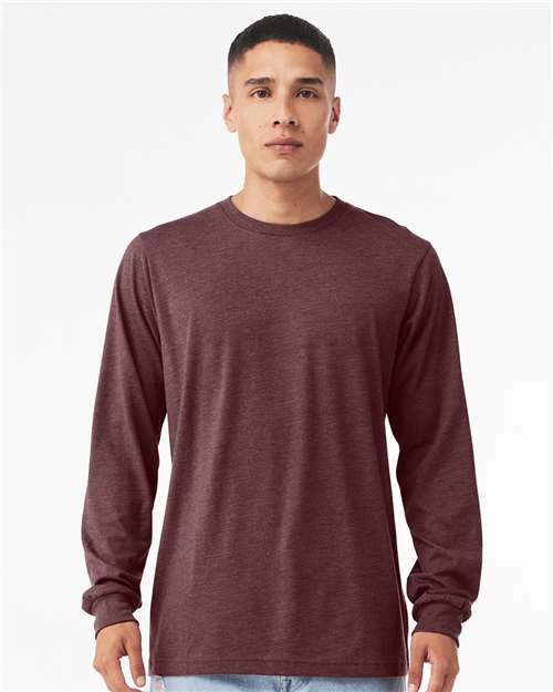 BELLA + CANVAS 3501CVC - Heather CVC Long Sleeve Tee - Heather Maroon