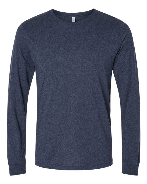 BELLA + CANVAS 3501CVC - Heather CVC Long Sleeve Tee - Heather Midnight Navy