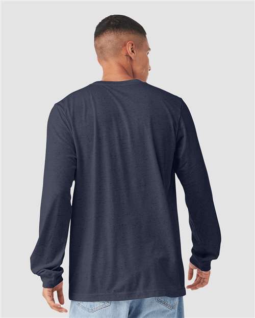 BELLA + CANVAS 3501CVC - Heather CVC Long Sleeve Tee - Heather Midnight Navy