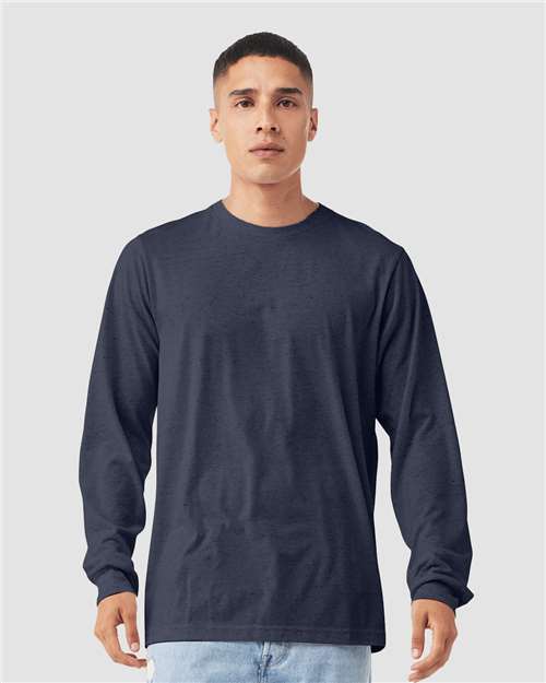 BELLA + CANVAS 3501CVC - Heather CVC Long Sleeve Tee - Heather Midnight Navy