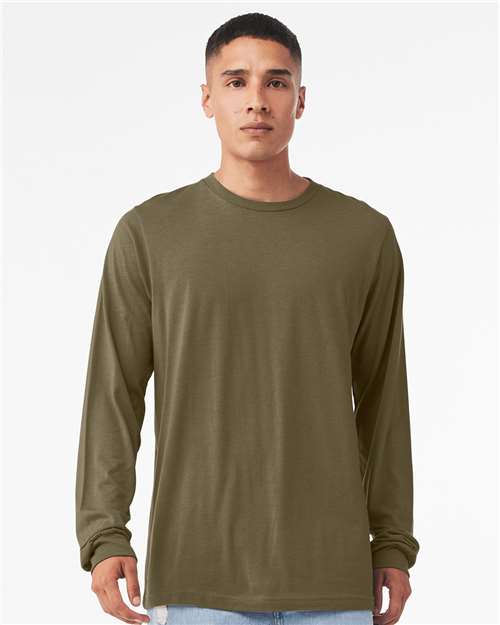 BELLA + CANVAS 3501CVC - Heather CVC Long Sleeve Tee - Heather Olive