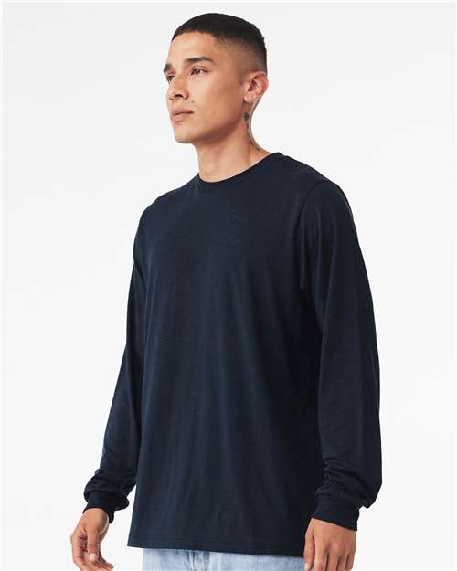 BELLA + CANVAS 3513 - Unisex Triblend Long Sleeve Tee - Solid Navy Triblend