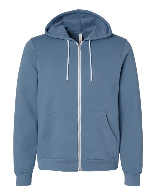 BELLA + CANVAS 3739 - Unisex Sponge Fleece Full-Zip Hoodie Sweatshirt - Steel Blue