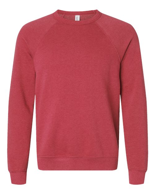 BELLA + CANVAS 3901 - Unisex Sponge Fleece Raglan Crewneck Sweatshirt - Heather Red