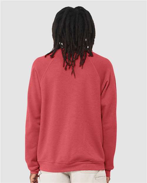 BELLA + CANVAS 3901 - Unisex Sponge Fleece Raglan Crewneck Sweatshirt - Heather Red