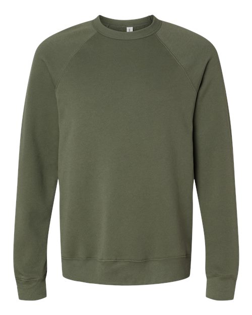 BELLA + CANVAS 3901 - Unisex Sponge Fleece Raglan Crewneck Sweatshirt - Military Green