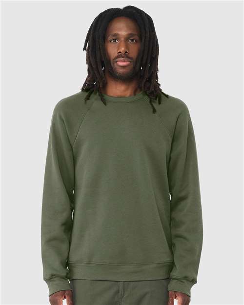 BELLA + CANVAS 3901 - Unisex Sponge Fleece Raglan Crewneck Sweatshirt - Military Green