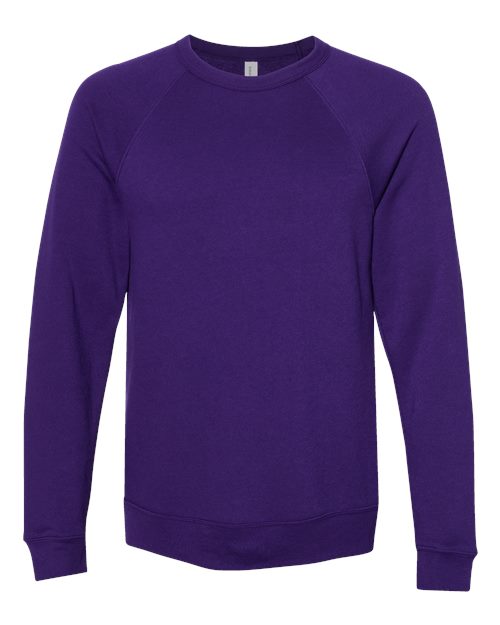 BELLA + CANVAS 3901 - Unisex Sponge Fleece Raglan Crewneck Sweatshirt - Team Purple