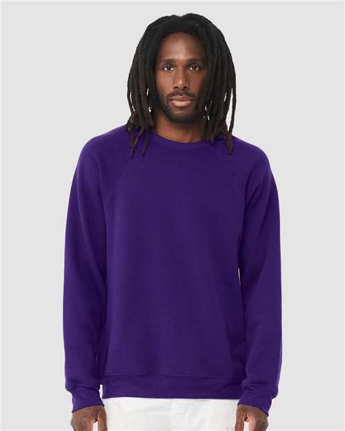 BELLA + CANVAS 3901 - Unisex Sponge Fleece Raglan Crewneck Sweatshirt - Team Purple
