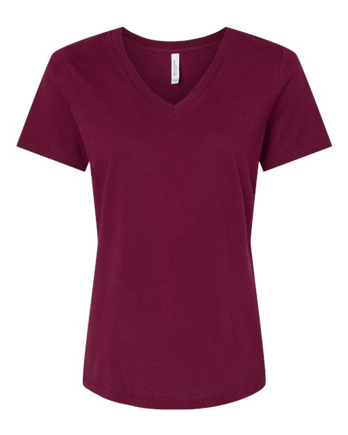 BELLA + CANVAS 6405 - Womens Relaxed Jersey V-Neck Tee - Maroon