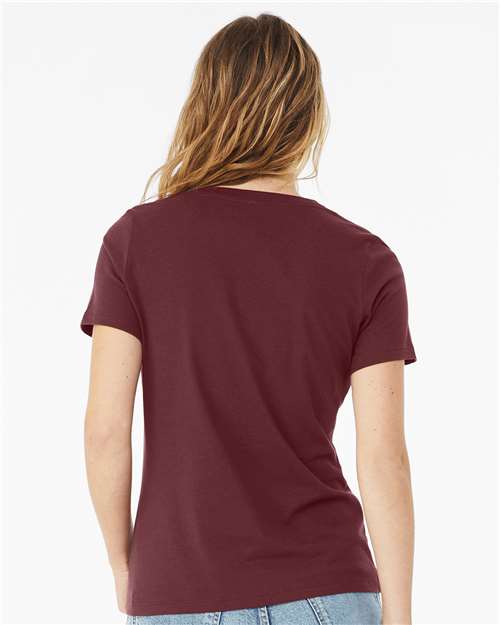 BELLA + CANVAS 6405 - Womens Relaxed Jersey V-Neck Tee - Maroon