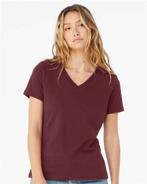 BELLA + CANVAS 6405 - Womens Relaxed Jersey V-Neck Tee - Maroon