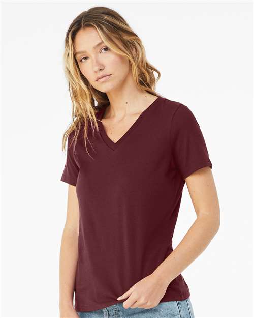 BELLA + CANVAS 6405 - Womens Relaxed Jersey V-Neck Tee - Maroon