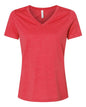 BELLA + CANVAS 6405CVC - Women's Relaxed Heather CVC V-Neck Tee - Heather Red