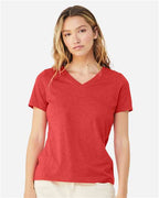 BELLA + CANVAS 6405CVC - Women's Relaxed Heather CVC V-Neck Tee - Heather Red