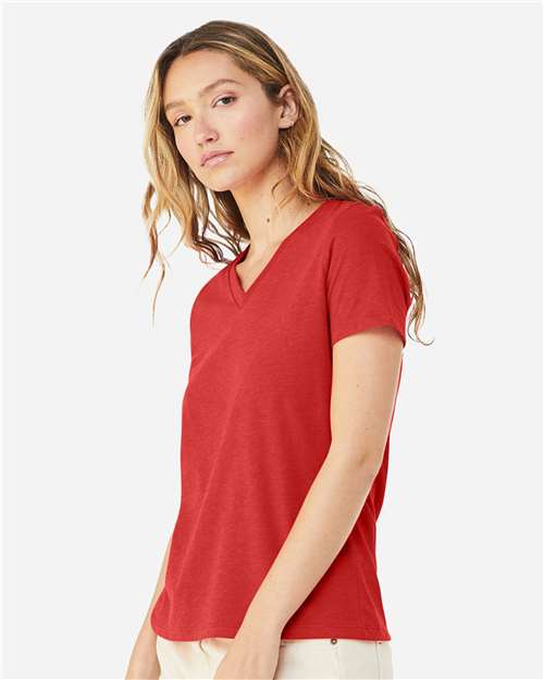 BELLA + CANVAS 6405CVC - Women's Relaxed Heather CVC V-Neck Tee - Heather Red