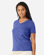 BELLA + CANVAS 6405CVC - Women's Relaxed Heather CVC V-Neck Tee - Heather True Royal