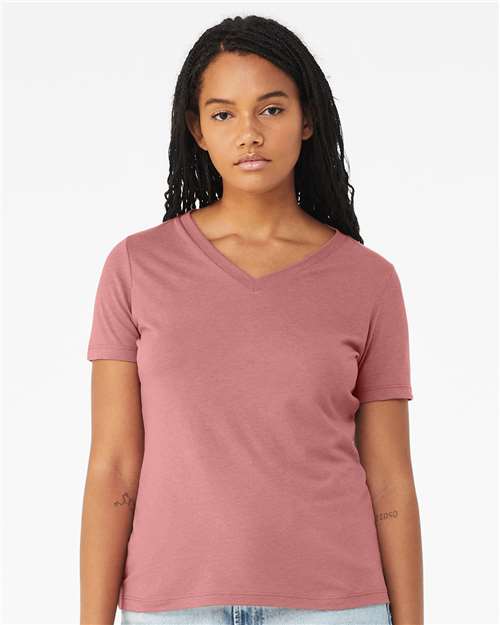 BELLA + CANVAS 6415 - Women's Relaxed Triblend V-Neck Tee - Mauve Triblend