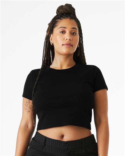 BELLA + CANVAS 1010 - Women's Micro Rib Baby Tee - Solid Black Blend