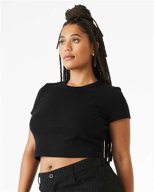 BELLA + CANVAS 1010 - Women's Micro Rib Baby Tee - Solid Black Blend