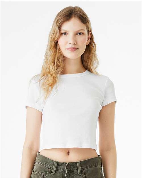 BELLA + CANVAS 1010 - Women's Micro Rib Baby Tee - Solid White Blend