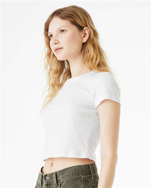 BELLA + CANVAS 1010 - Women's Micro Rib Baby Tee - Solid White Blend