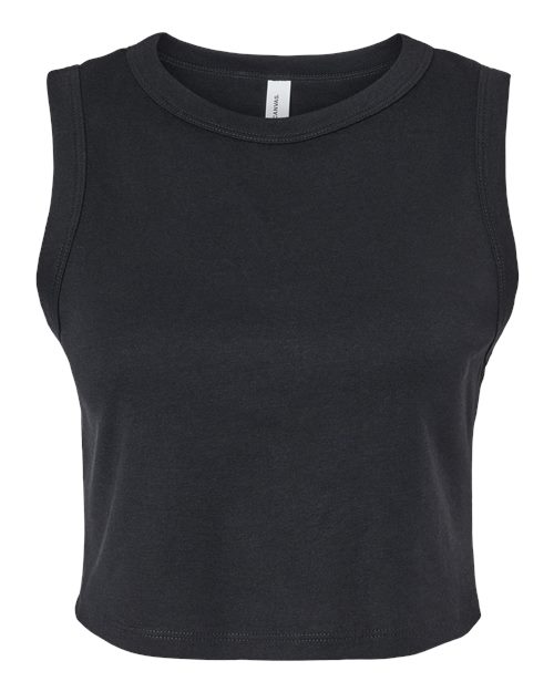 BELLA + CANVAS 1013 - Women's Micro Rib Muscle Crop Tank - Solid Black Blend