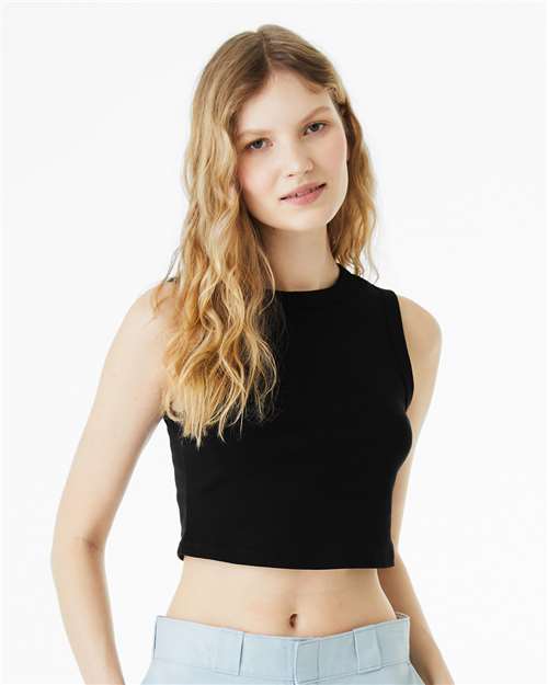 BELLA + CANVAS 1013 - Women's Micro Rib Muscle Crop Tank - Solid Black Blend