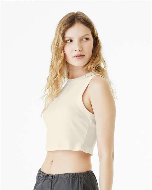 BELLA + CANVAS 1013 - Women's Micro Rib Muscle Crop Tank - Solid Natural Blend