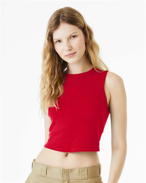 BELLA + CANVAS 1013 - Women's Micro Rib Muscle Crop Tank - Solid Red Blend