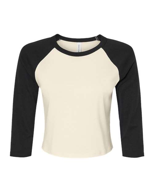 BELLA + CANVAS 1200 - Women's Micro Rib Three-Quarter Raglan Sleeve Baby Tee - Natural/ Black
