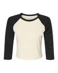 BELLA + CANVAS 1200 - Women's Micro Rib Three-Quarter Raglan Sleeve Baby Tee - Natural/ Black