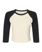 BELLA + CANVAS 1200 - Women's Micro Rib Three-Quarter Raglan Sleeve Baby Tee - Natural/ Black