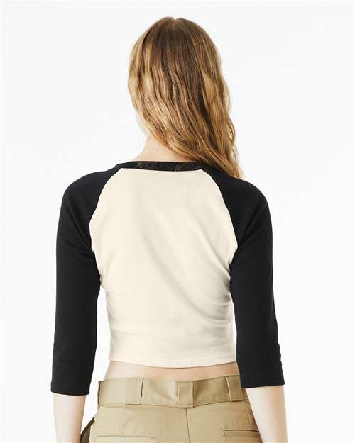 BELLA + CANVAS 1200 - Women's Micro Rib Three-Quarter Raglan Sleeve Baby Tee - Natural/ Black