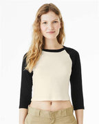 BELLA + CANVAS 1200 - Women's Micro Rib Three-Quarter Raglan Sleeve Baby Tee - Natural/ Black